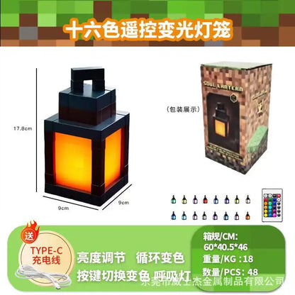 Mine WORLD Luminous lantern,light board Figurine rechargeable game torch, peripheral children's bedroom Decoration for Christmas